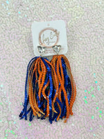 Orange & Blue Sequin Tassel Earrings