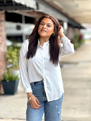 Ivory Pearl Glow Luxe Blouse