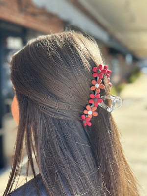 Daisy Claw Clip - Burgundy