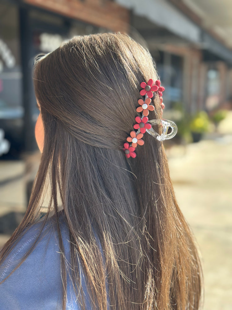 Daisy Claw Clip - Burgundy