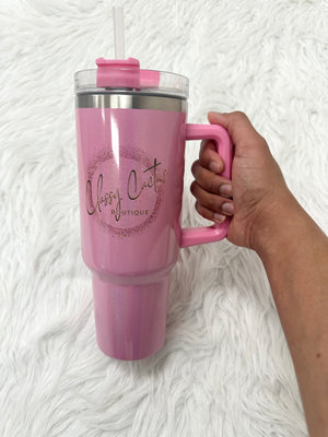 Classy Cactus Glitter Logo Tumbler