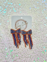 Bow Fringe Rhinestones Earrings