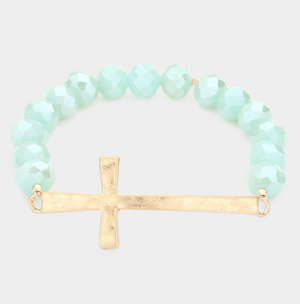 Gold Cross Mint Bracelet