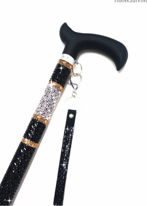 Jacqueline Kent "Sugar Cane" Black Silver & Gold Adjustable Medical Cane