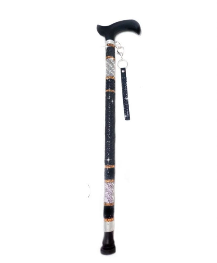 Jacqueline Kent "Sugar Cane" Black Silver & Gold Adjustable Medical Cane