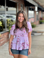 Floral Smocked Peplum Top