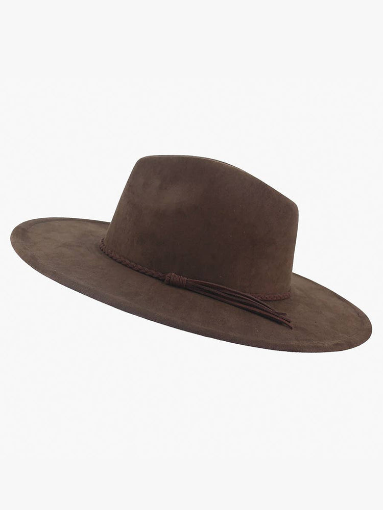 Brown Faux Suede Fedora