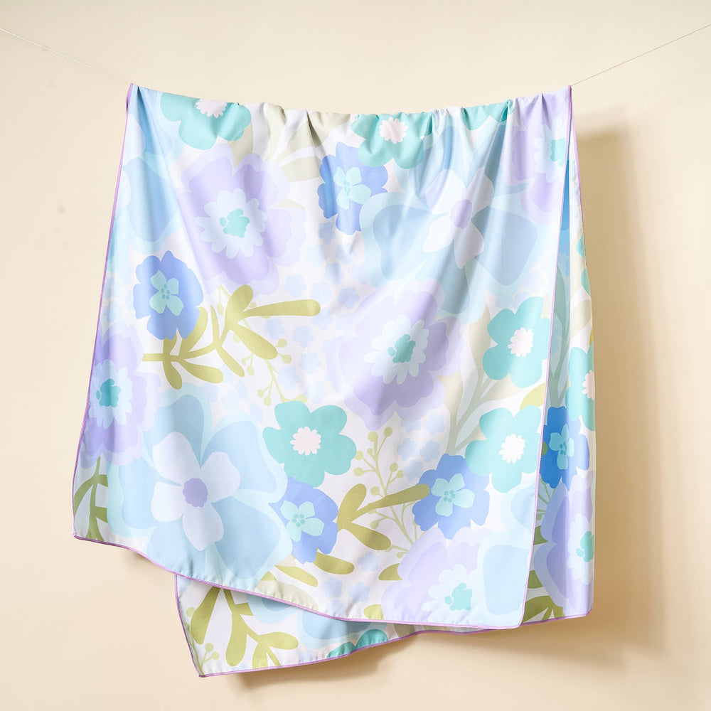 XL Quick-Dry Beach Towel- Beyond Blooms Blue Green