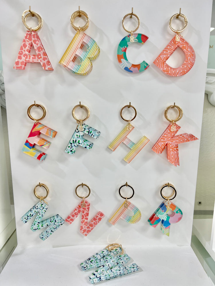 Patterned Initial Keychain