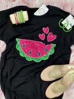 Youth Watermelon Hearts Black Tee