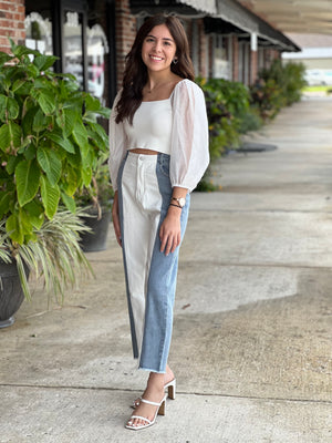 Dual Tone White & Blue Jeans